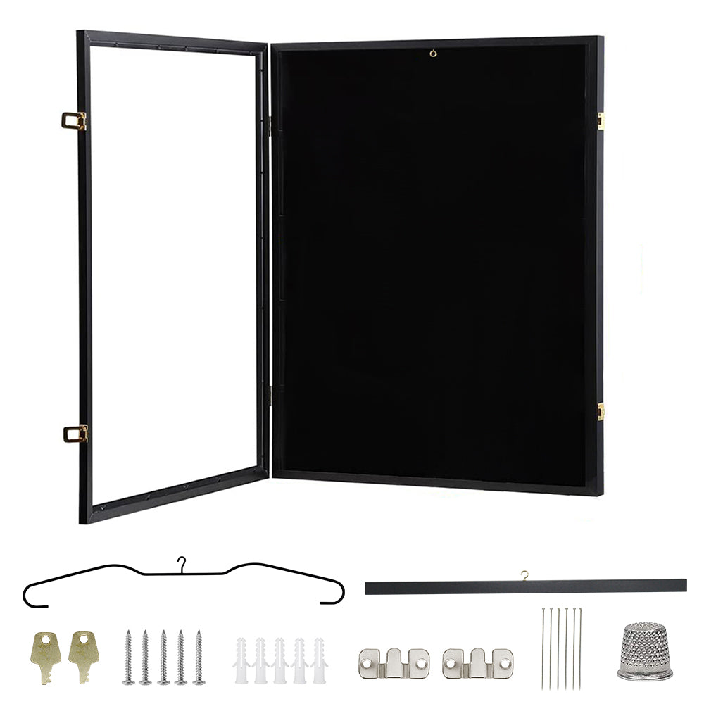 Jersey Frame Card Display Case Lockable Large Sports Jersey Showcase Box for Football Soccer Basketball Baseball Hockey with UV Protection Acrylic Black