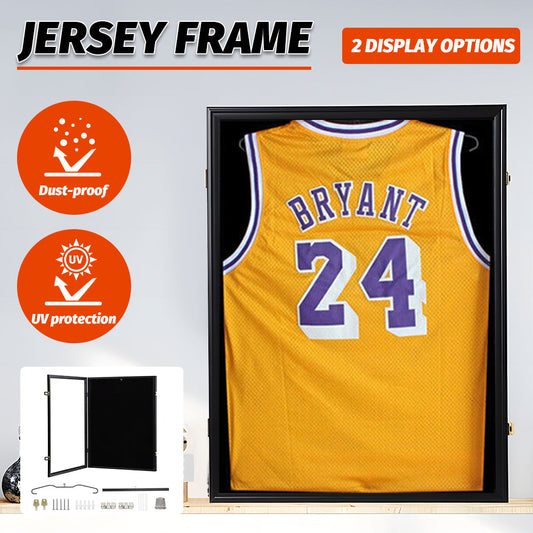 Jersey Frame Card Display Case Lockable Large Sports Jersey Showcase Box for Football Soccer Basketball Baseball Hockey with UV Protection Acrylic Black