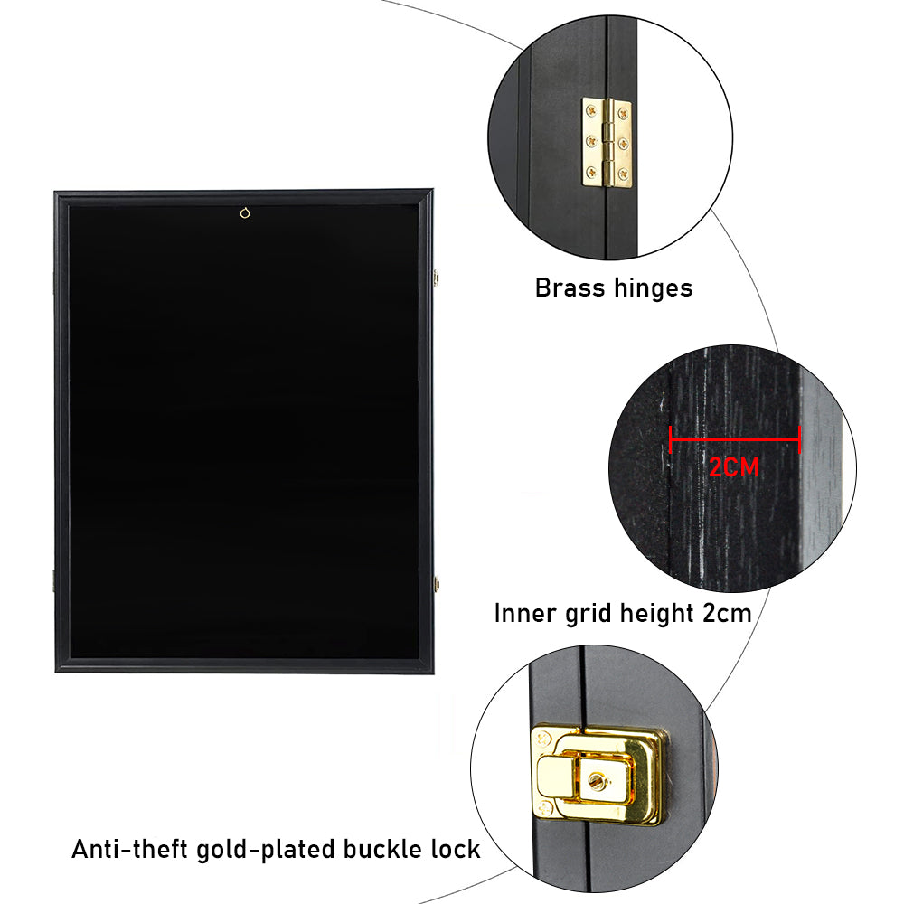 Jersey Frame Card Display Case Lockable Large Sports Jersey Showcase Box for Football Soccer Basketball Baseball Hockey with UV Protection Acrylic Black
