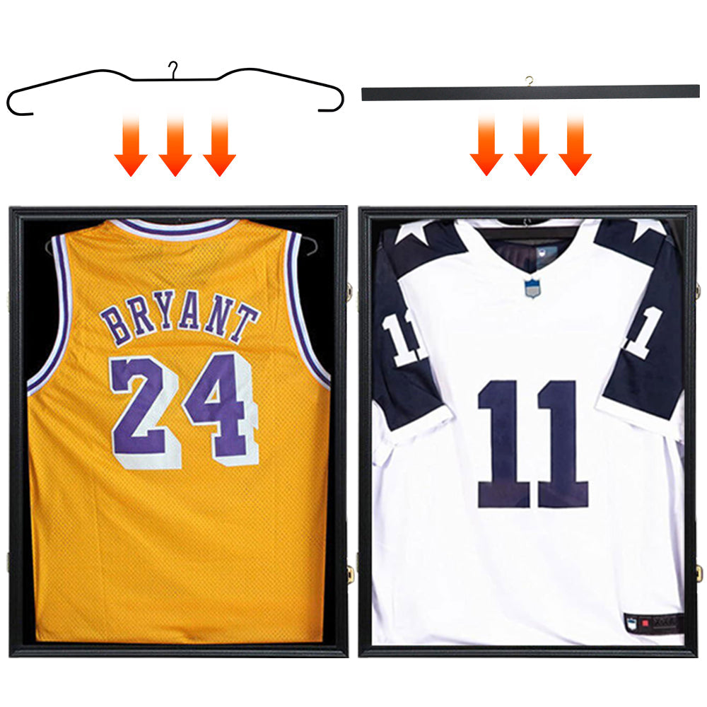 Jersey Frame Card Display Case Lockable Large Sports Jersey Showcase Box for Football Soccer Basketball Baseball Hockey with UV Protection Acrylic Black