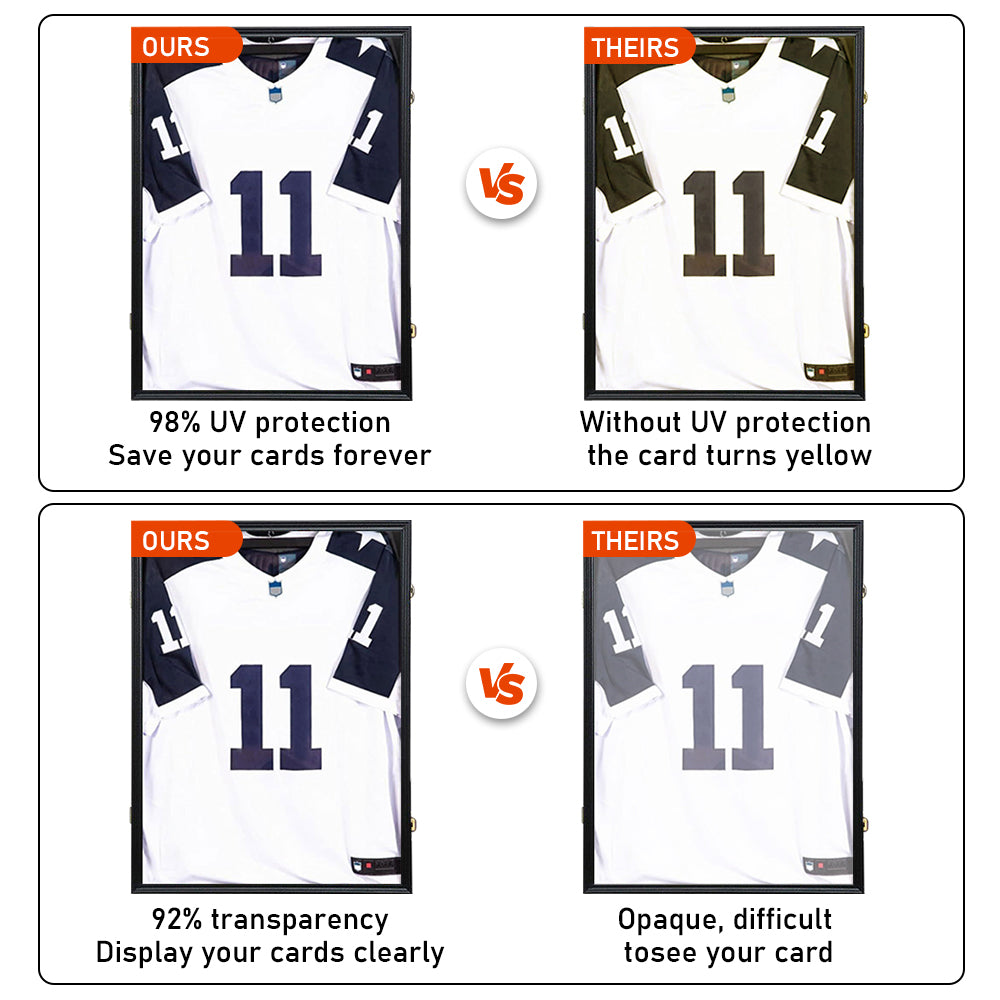 Jersey Frame Card Display Case Lockable Large Sports Jersey Showcase Box for Football Soccer Basketball Baseball Hockey with UV Protection Acrylic Black