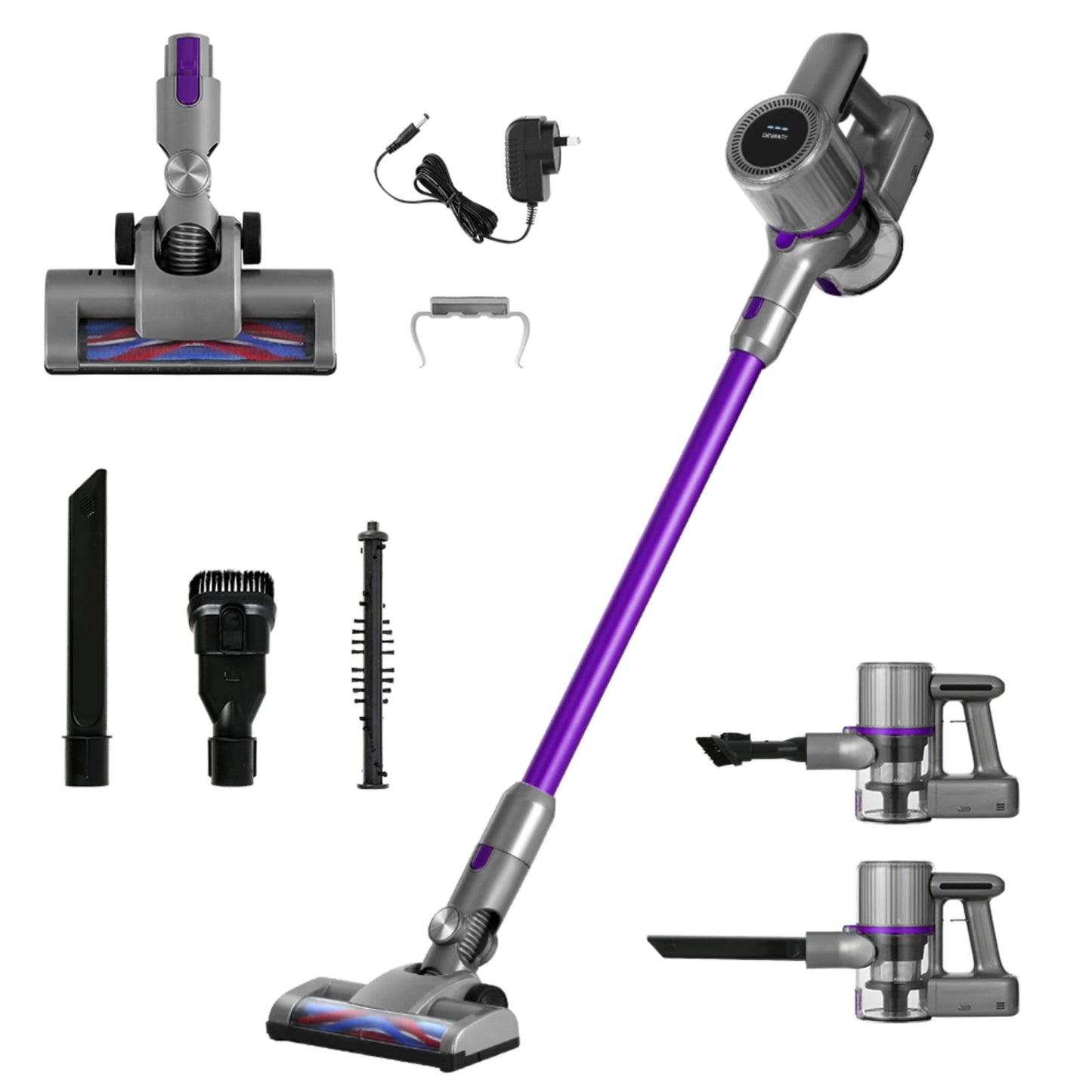 Devanti Stick Vacuum Cleaner Bagless Cordless 120W Purple