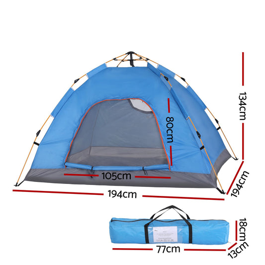 Weisshorn Camping Tent Instant Tent Pop up 2 Person Outdoor Hiking Tents Hiking Blue