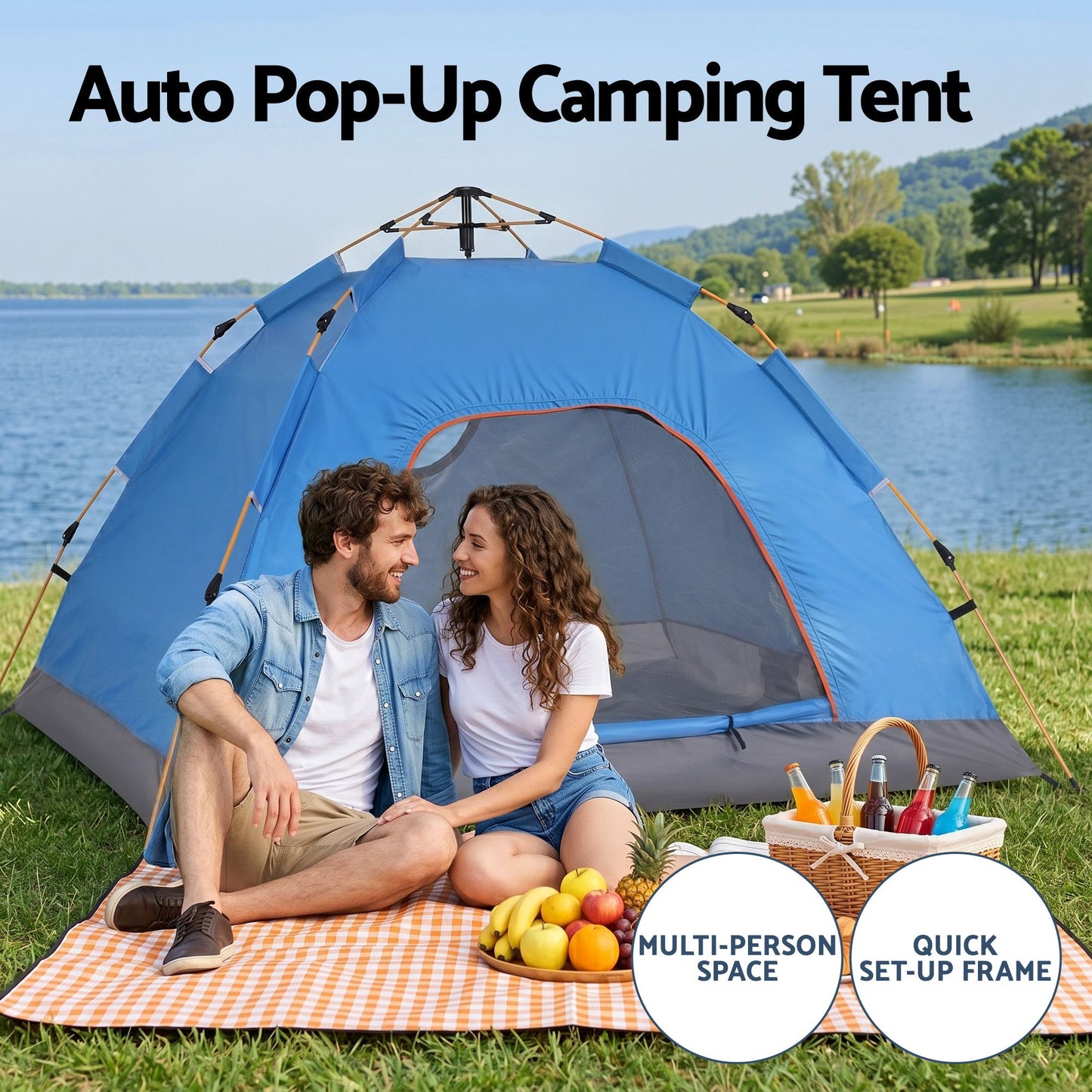 Weisshorn Camping Tent Instant Tent Pop up 2 Person Outdoor Hiking Tents Hiking Blue